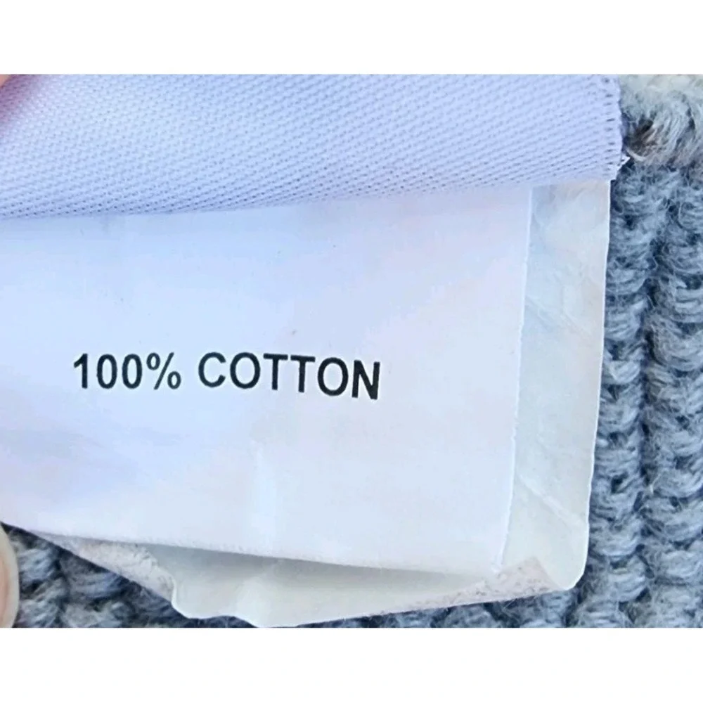 Knit 100% Cotton Baby Blanket Sheep Design 39x32 Gray Farm Cozy Throw